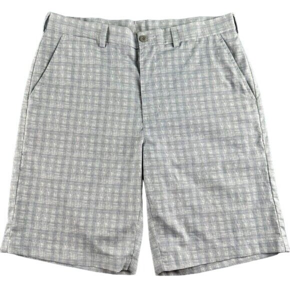 PGA Tour Plaid Golf Shorts Men's Size 34 Grey Moisture Wicking Sun Protection - Picture 1 of 12